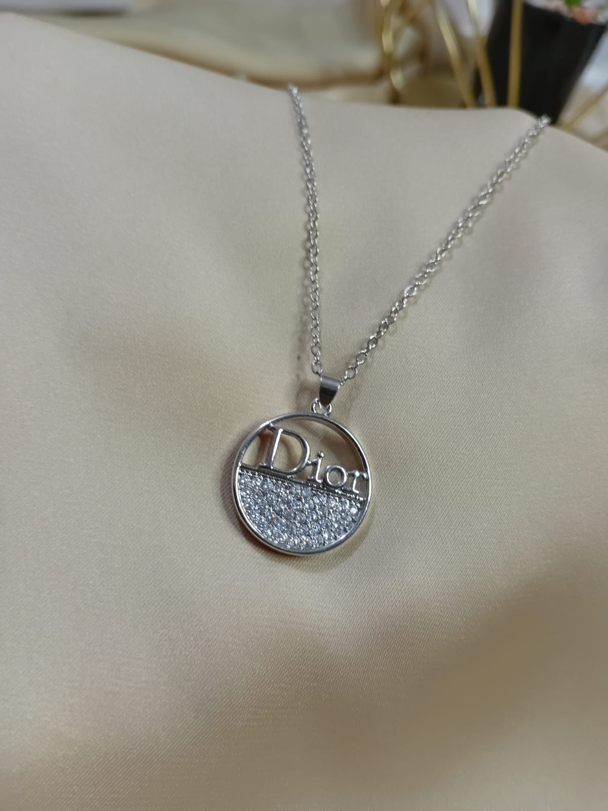 Silver Dior Pendant with Earings
