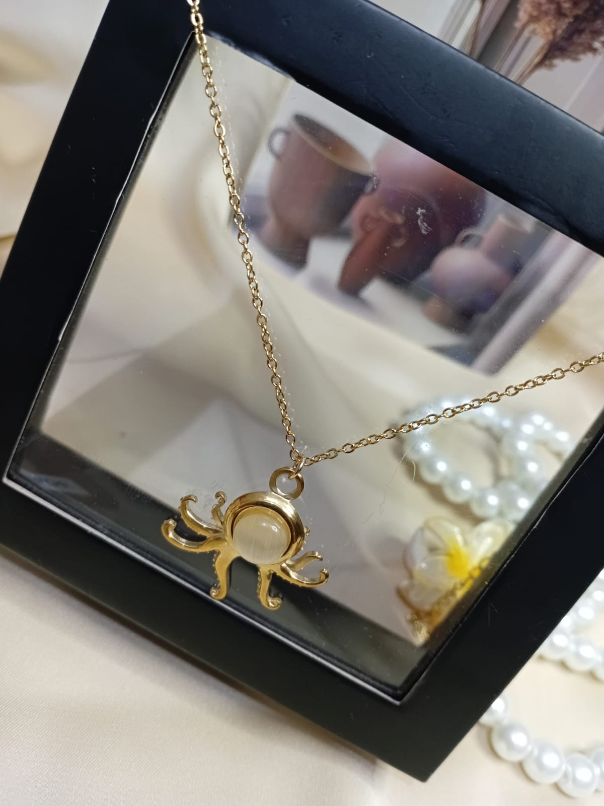 Gold Pearl Octopus Necklace