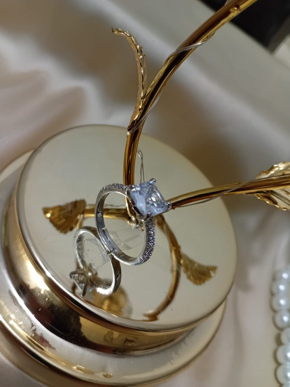 Silver Square Stone Ring