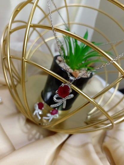 Red Stone Pendant Set