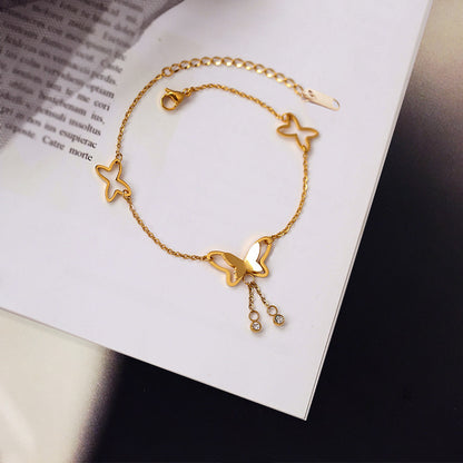 Golden Double Butterfly Charm Anklet