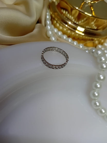 Double Line Silver Small Heart Design Ring