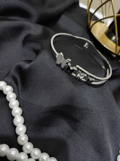 Elegant Silver Butterfly Bangle