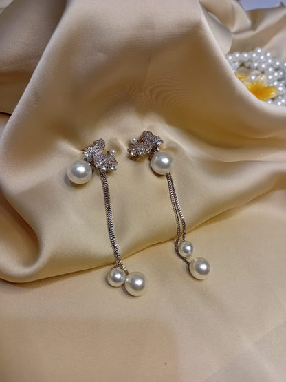 Butterfly Pearl Drop Earrings