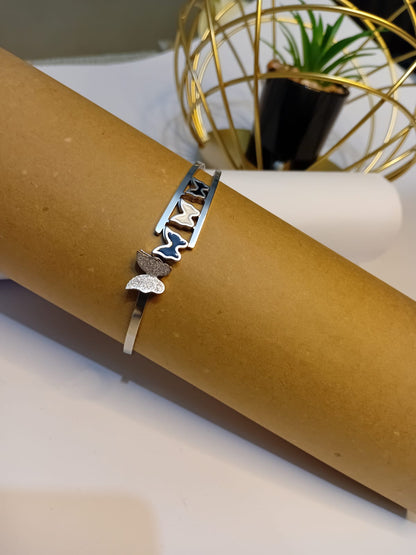 Elegant Silver Butterfly Bangle