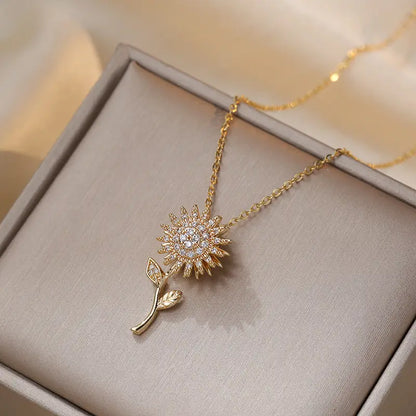 Beautiful Golden Sunflower Pendant