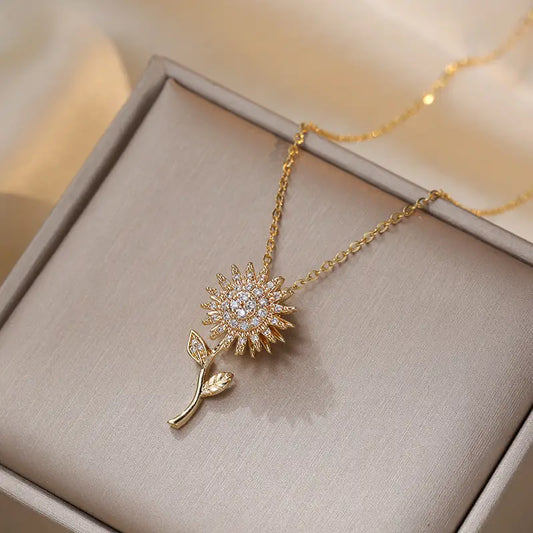 Beautiful Golden Sunflower Pendant