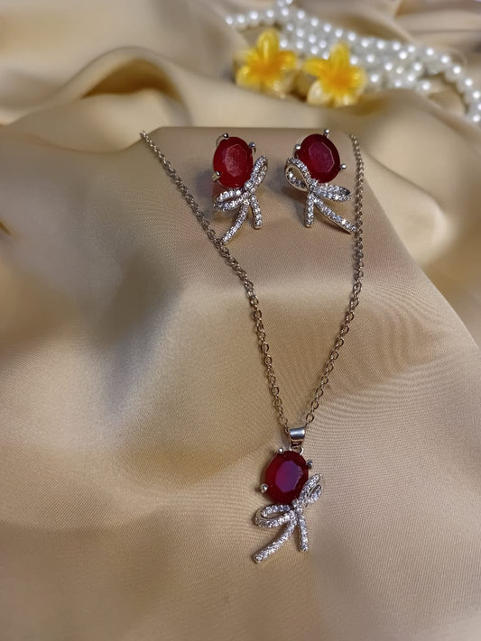 Red Stone Pendant Set