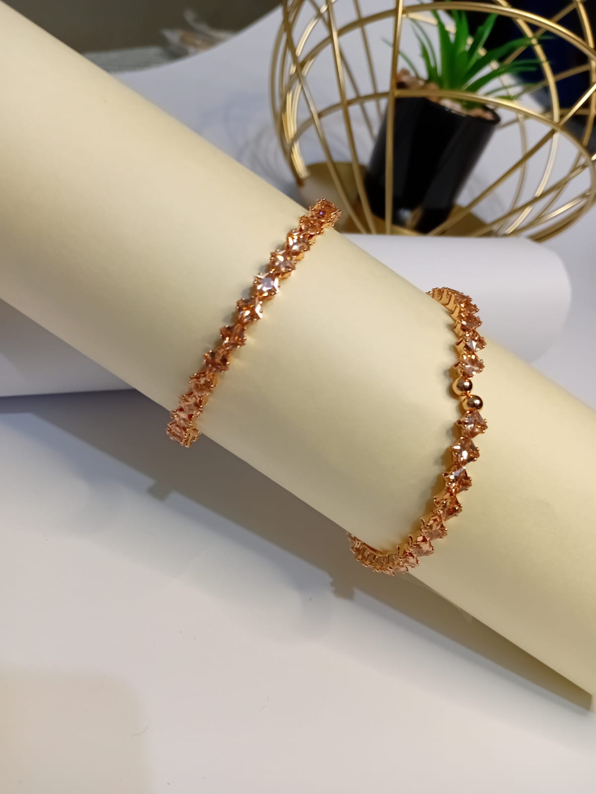 Elegant Crystal Stones Bangle in Pair