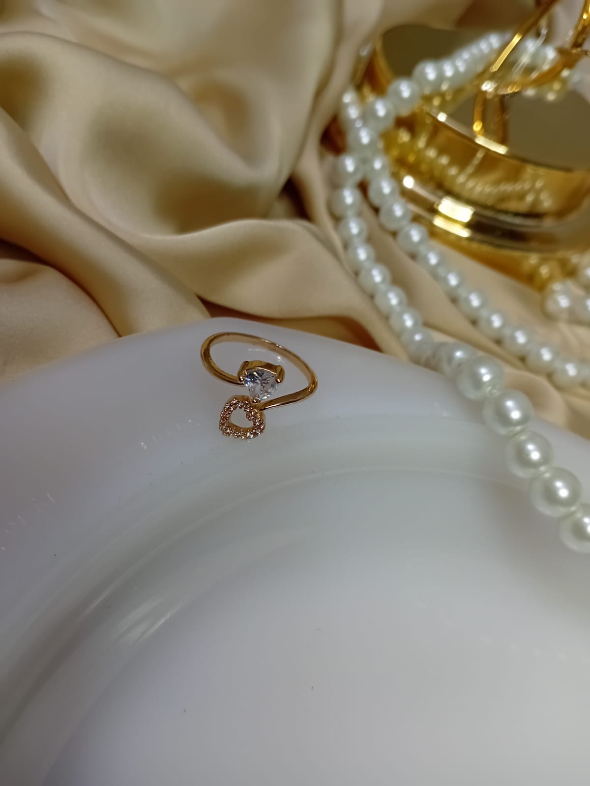 Heart leaf Silver Stone Ring