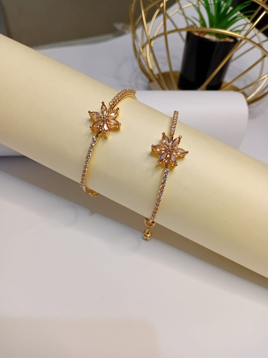 Adjustable Cute Flower Style Bangle Pair