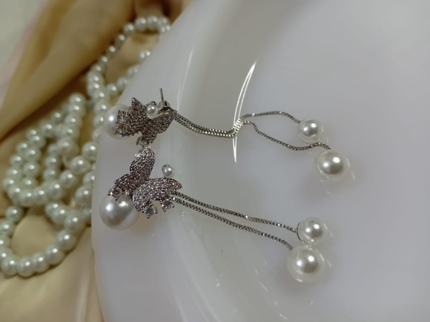 Butterfly Pearl Drop Earrings