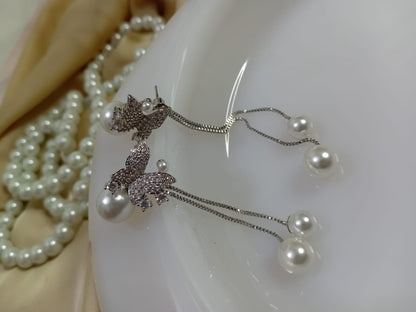 Butterfly Pearl Drop Earrings