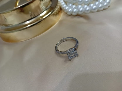 Silver Square Stone Ring