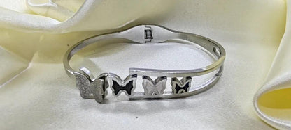 Elegant Silver Butterfly Bangle