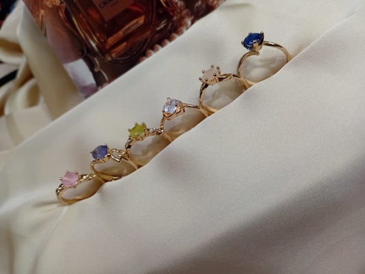 Golden Multi Stone Colour Rings In  different minimal designs