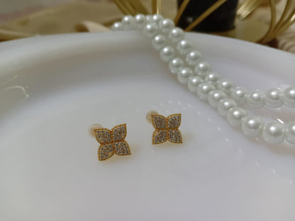 Four Leaf Golden Earings