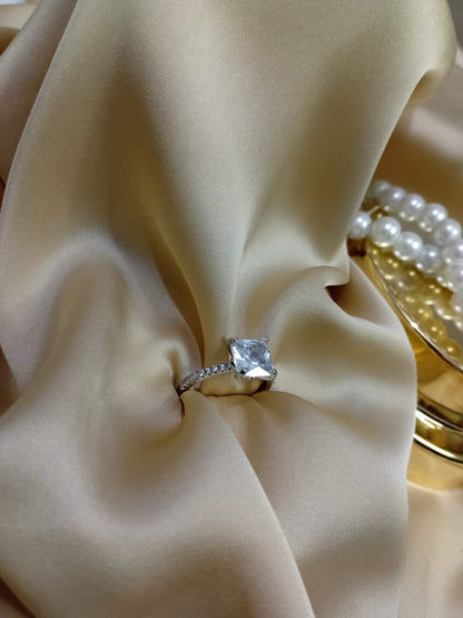 Silver Square Stone Ring
