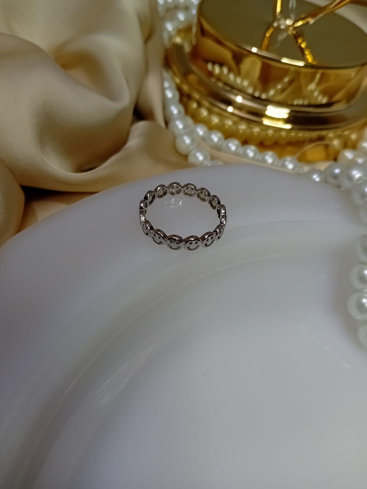 Silver Smile Face Ring