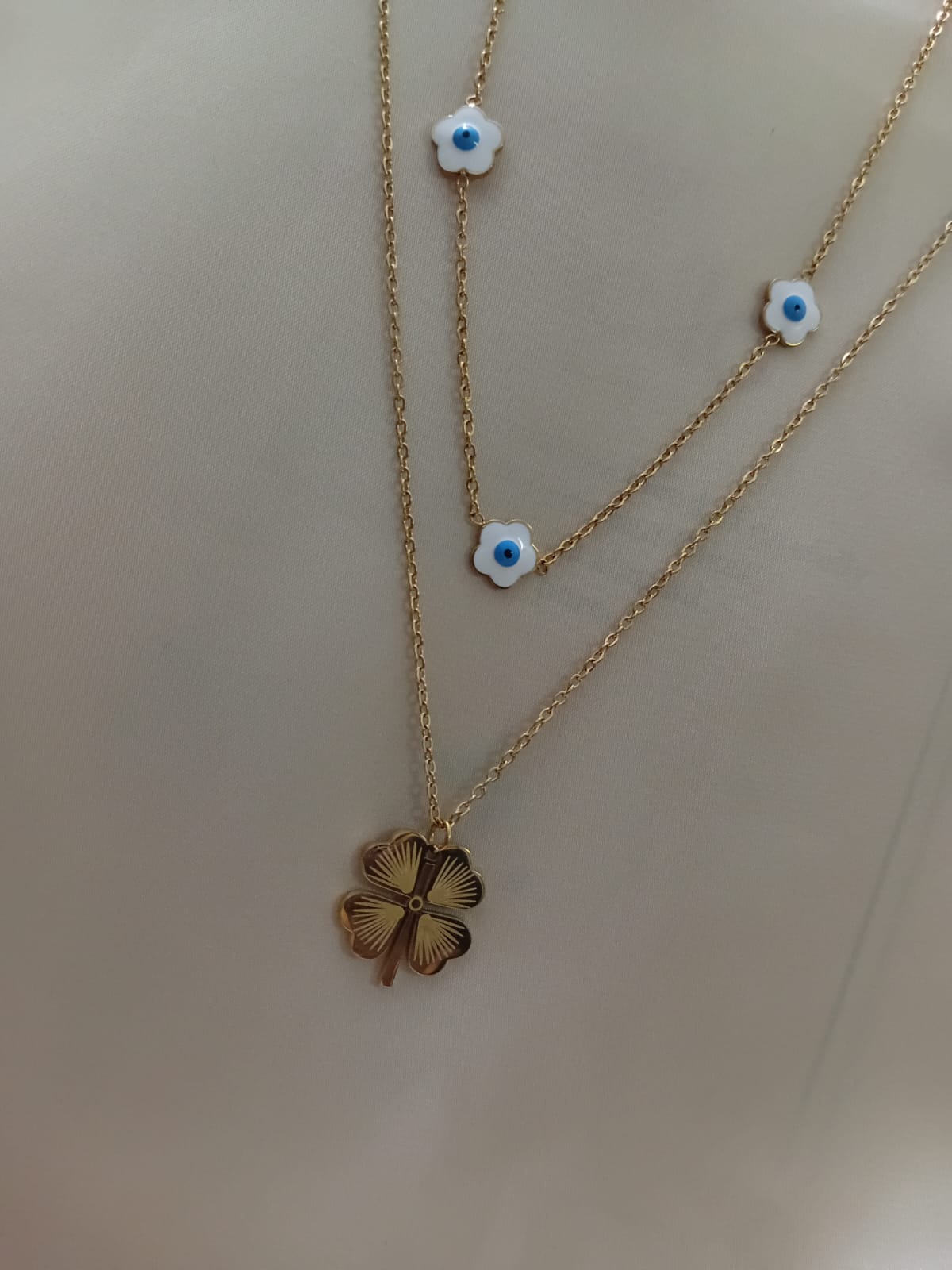 Evil Eye & Clover Layered Necklace