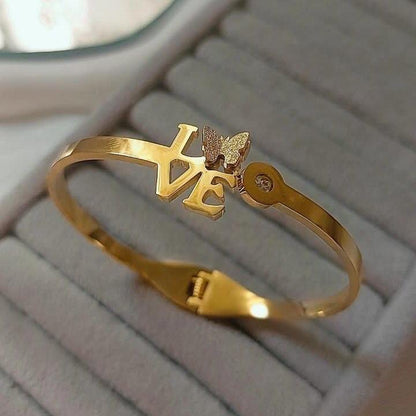 Golden LOVE Butterfly Bangle