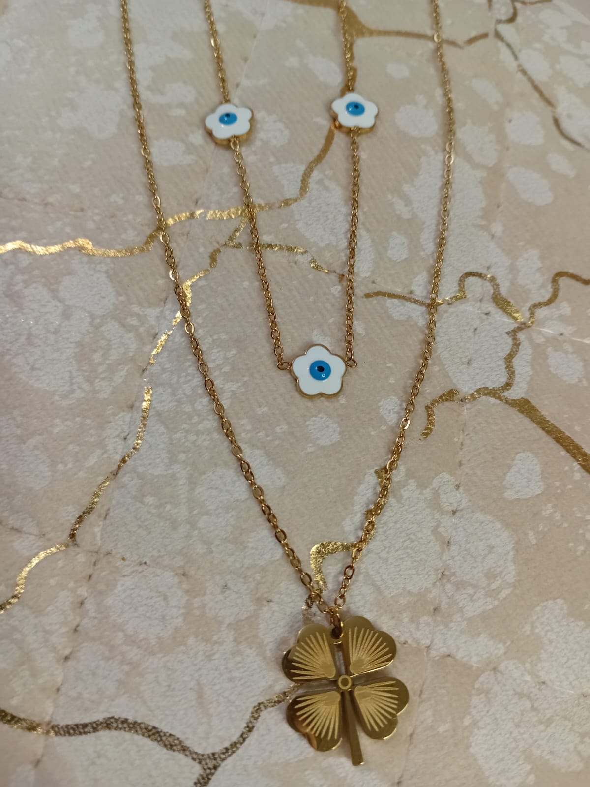 Evil Eye & Clover Layered Necklace