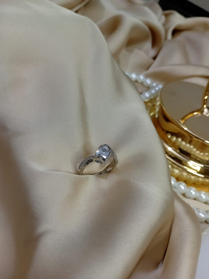 Silver Diamond Side Heart design Ring