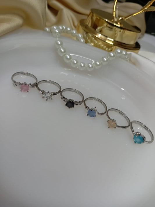 Silver Multi Stone Colour Rings In different minimal designs