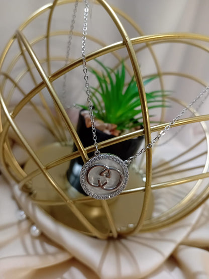 Silver Gucci Pendant with Earings