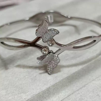 Silver Butterfly Stainless Bangle