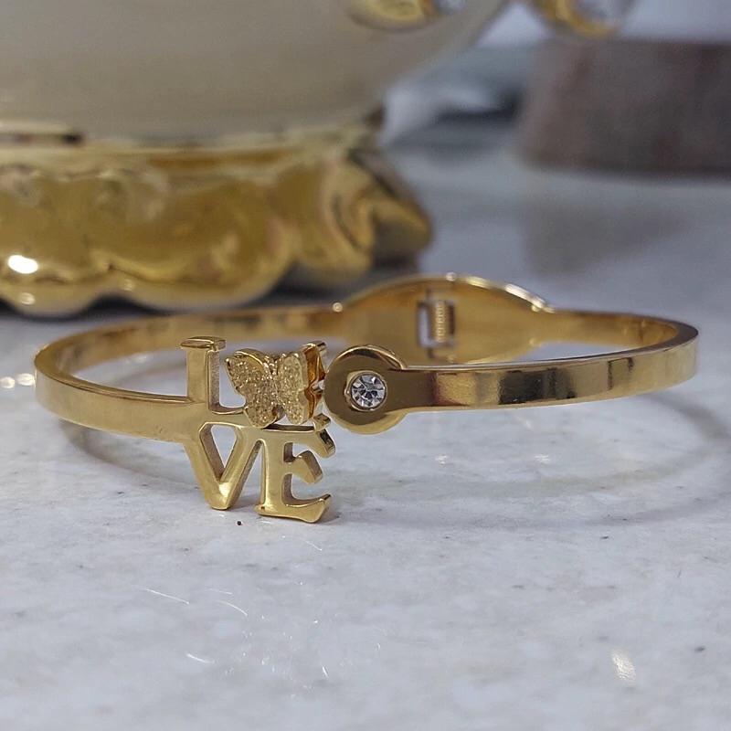 Golden LOVE Butterfly Bangle