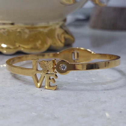Golden LOVE Butterfly Bangle