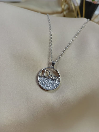 Silver Dior Pendant with Earings