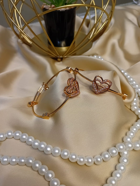 Adjustable Double Heart Style Bangle Pair
