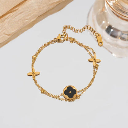 Golden Black Floral Bracelet