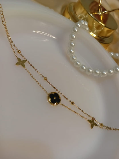 Golden Black Floral Bracelet