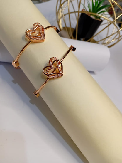Adjustable Double Heart Style Bangle Pair