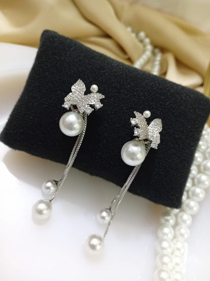 Butterfly Pearl Drop Earrings