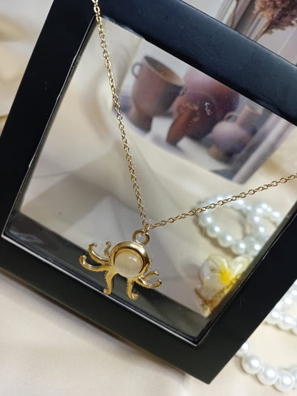 Gold Pearl Octopus Necklace