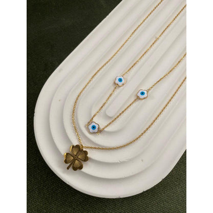 Evil Eye & Clover Layered Necklace